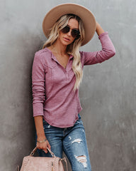 Huxley Cotton Blend Henley Top - Dark Mauve - FINAL SALE Ins Street