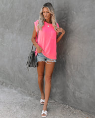 Hypnotic Knit Pocket Tee - Neon Pink Ins Street