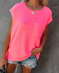 Hypnotic Knit Pocket Tee - Neon Pink Ins Street