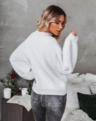 Ice Cap Fuzzy Balloon Sleeve Knit Sweater Ins Street