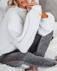 Ice Cap Fuzzy Balloon Sleeve Knit Sweater Ins Street