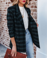 Ike Pocketed Plaid Blazer - Teal - FINAL SALE Ins Street