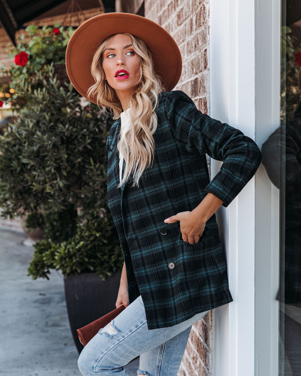 Ike Pocketed Plaid Blazer - Teal - FINAL SALE Ins Street