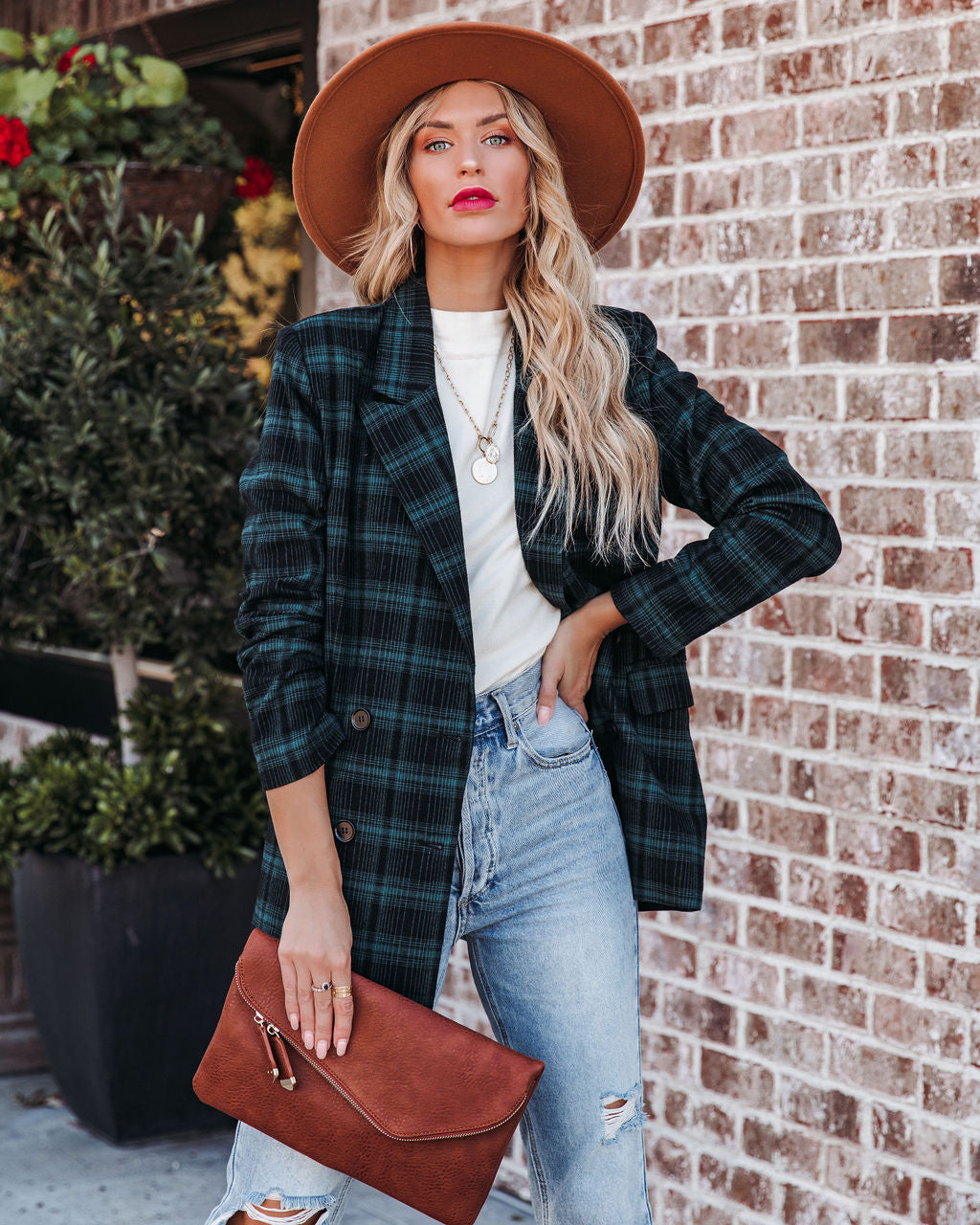 Ike Pocketed Plaid Blazer - Teal - FINAL SALE Ins Street