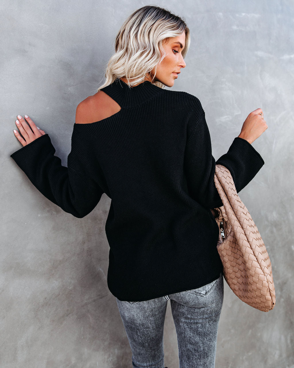 Indulgence Choker Cutout Sweater - Black Ins Street