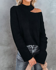 Indulgence Choker Cutout Sweater - Black Ins Street