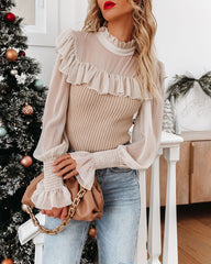 Inquire Ruffle Trim Knit Top Ins Street