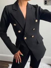 Blazer Slim Buttoned Solid  Mid-Length Blazer Ins Street