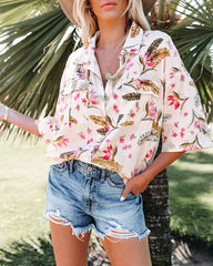 Island Time Linen Blend Floral Button Down Top - FINAL SALE Ins Street