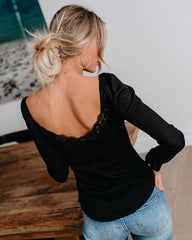 Isn'T It Romantic Lace Henley Top - Black Ins Street