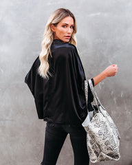 Isn't She Lovely Satin Drape Blouse - Black - FINAL SALE Ins Street