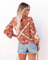 Ivanna Printed Smocked Blouse - Pink Multi Ins Street