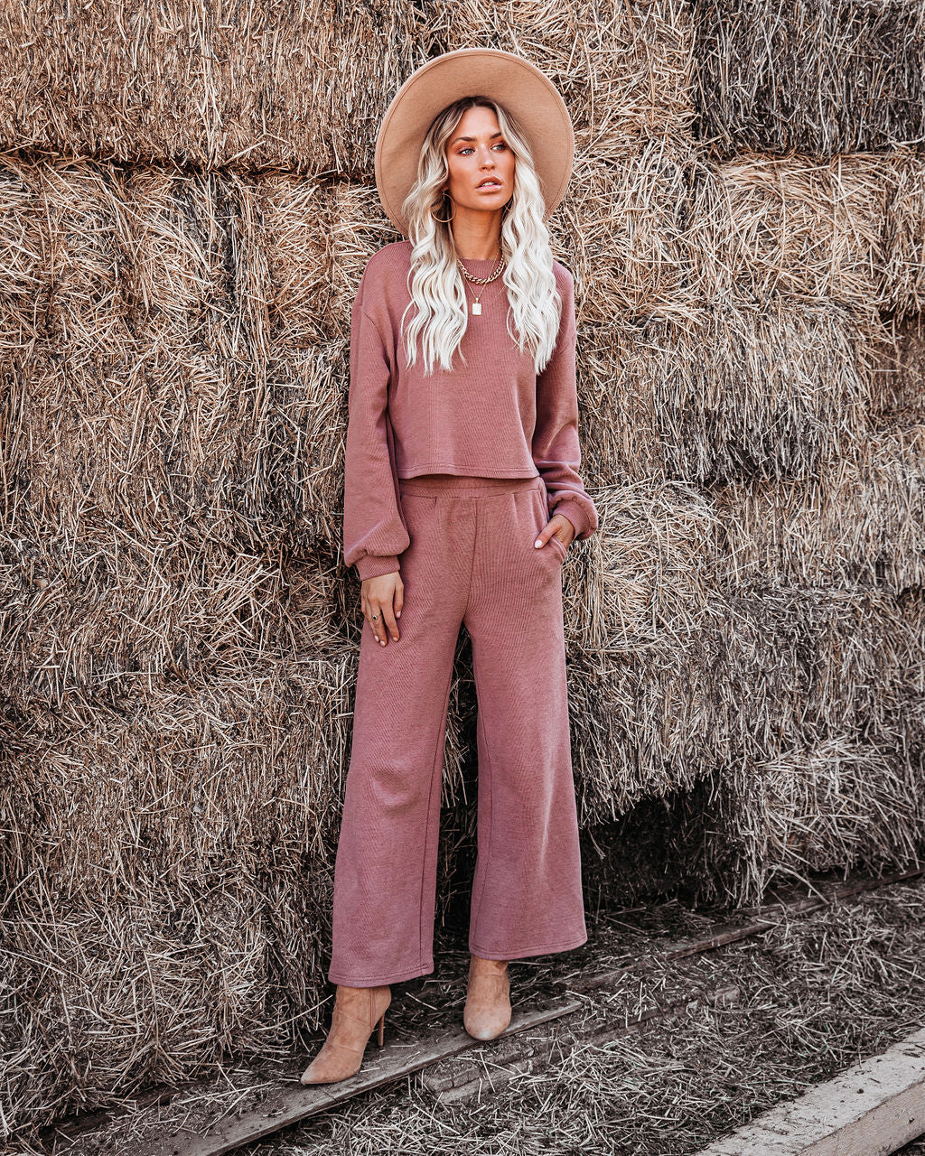 Izzy Cotton Blend Pocketed Wide Leg Pants - Mocha Ins Street