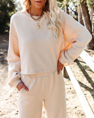 Izzy Cotton Blend Cropped Long Sleeve Top - Natural Ins Street