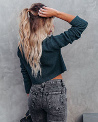 Janara Crop Mock Neck Knit Sweater - Deep Teal - FINAL SALE Ins Street