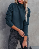 Janara Crop Mock Neck Knit Sweater - Deep Teal - FINAL SALE Ins Street