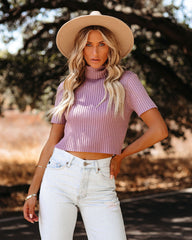 Janice Ribbed Crop Turtleneck Top - Lavender - FINAL SALE Ins Street