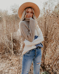 Jasmin Colorblock Turtleneck Knit Sweater Ins Street