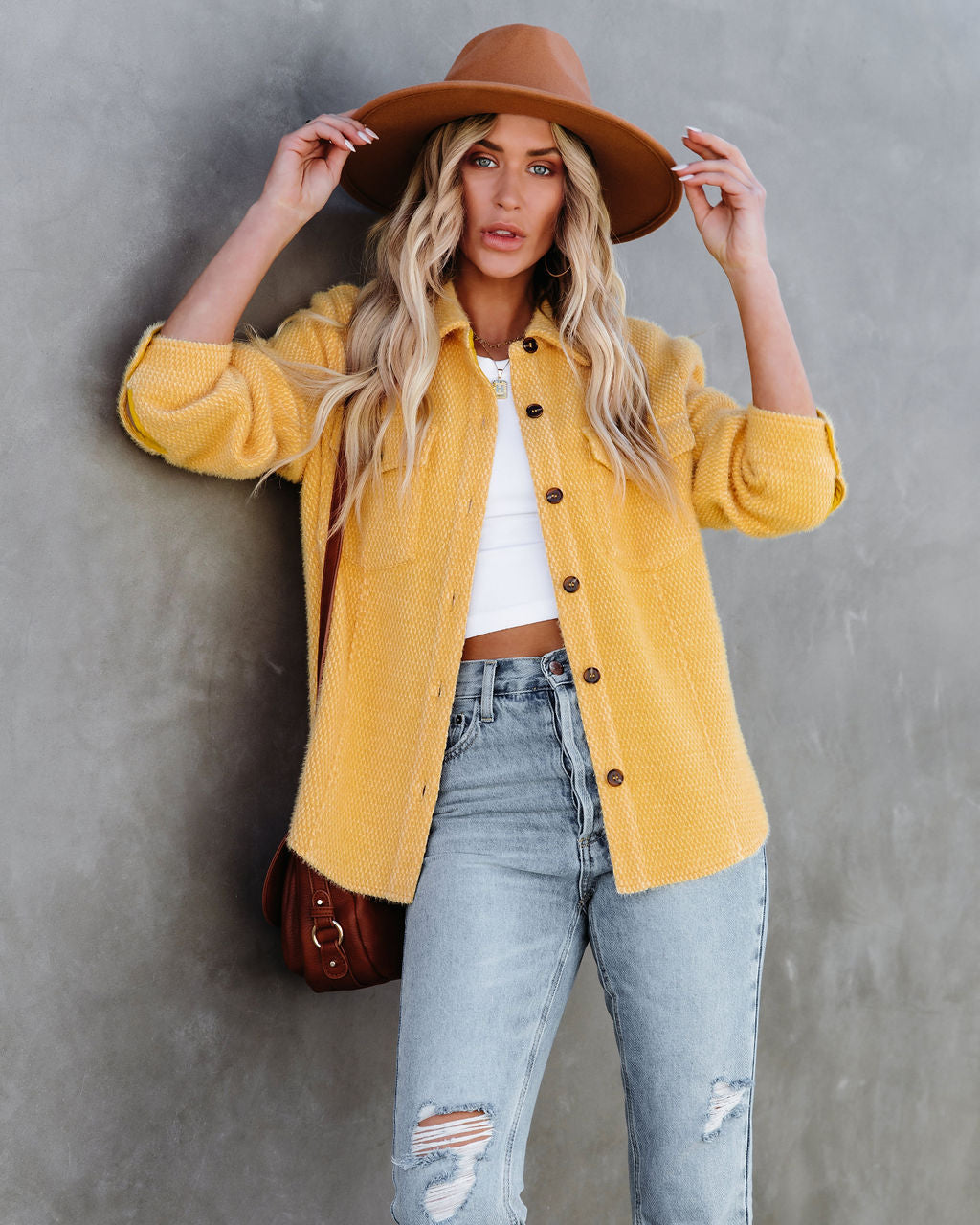 Jessika Button Down Soft Knit Shacket - Honey Gold - FINAL SALE Ins Street