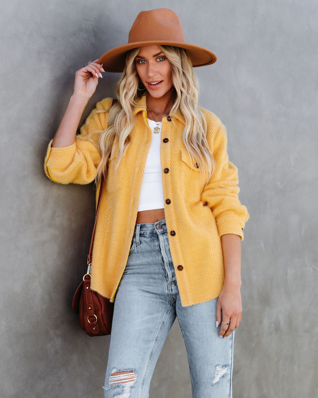 Jessika Button Down Soft Knit Shacket - Honey Gold - FINAL SALE Ins Street