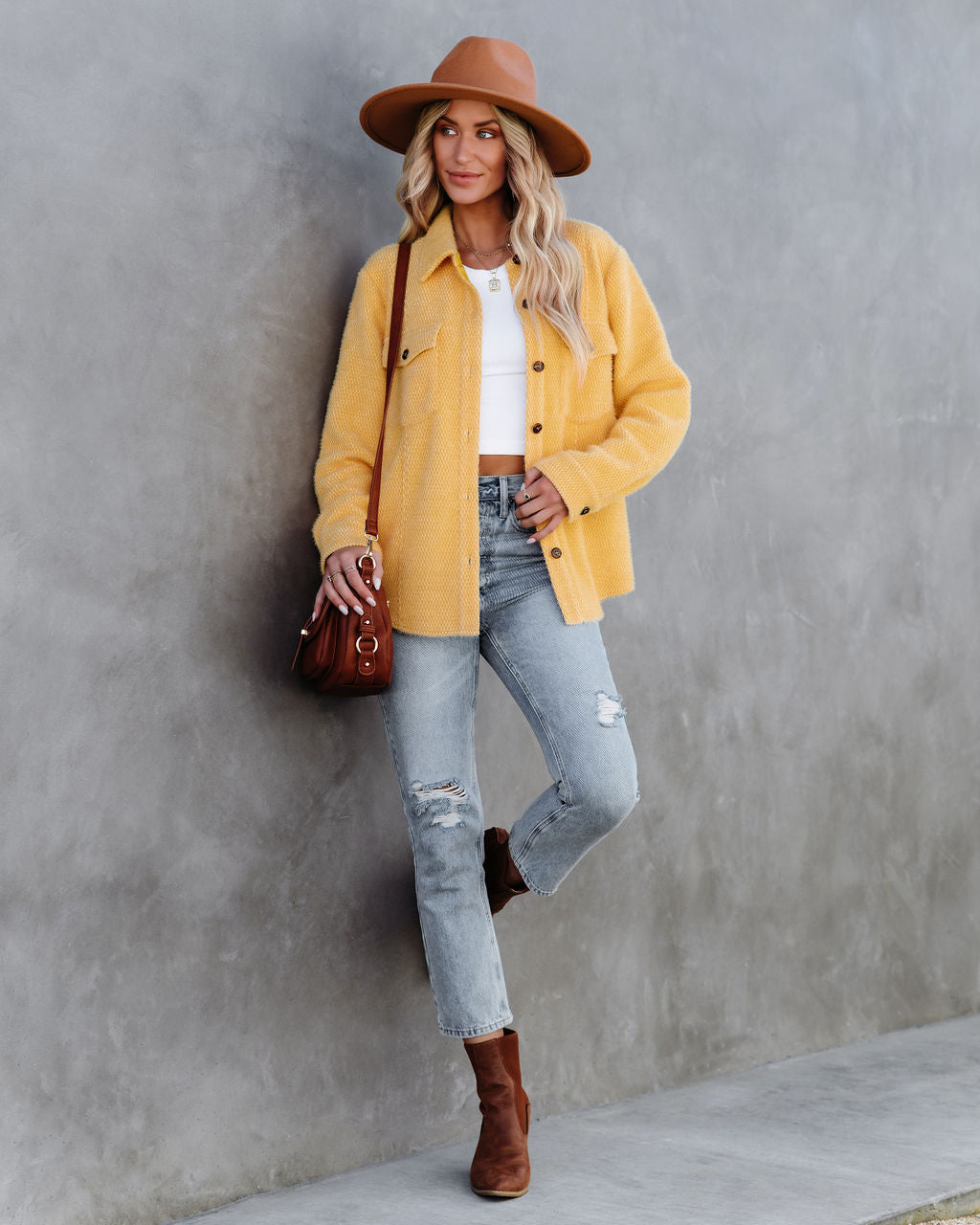 Jessika Button Down Soft Knit Shacket - Honey Gold - FINAL SALE Ins Street