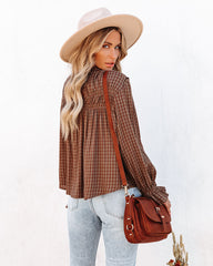 Jhene Cotton Blend Shirred Gingham Top - FINAL SALE Ins Street