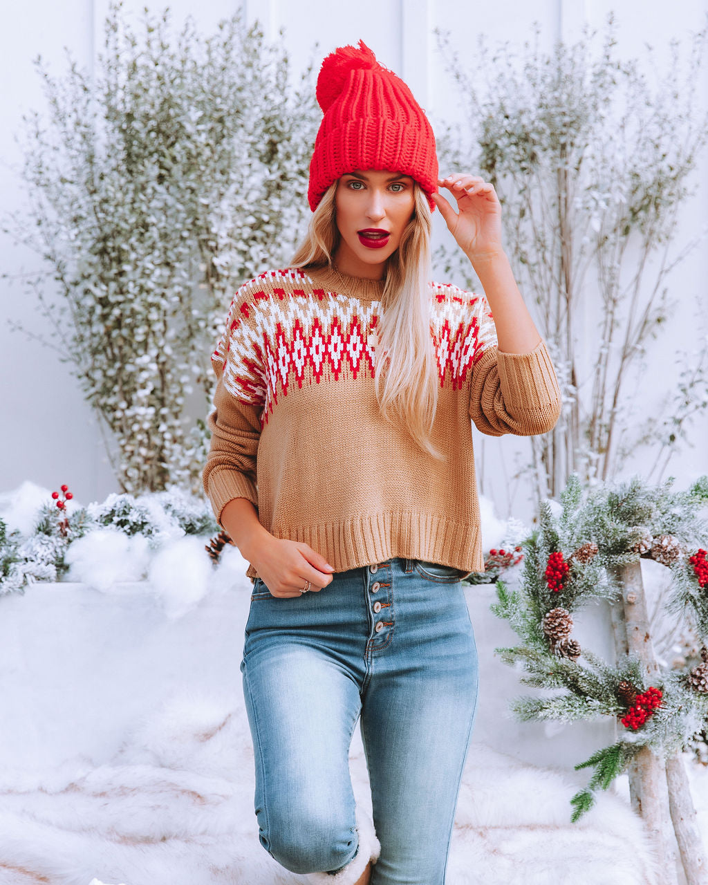 Jingle And Mingle Crop Knit Sweater - Camel - FINAL SALE Ins Street