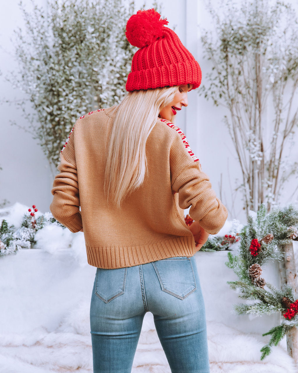 Jingle And Mingle Crop Knit Sweater - Camel - FINAL SALE Ins Street