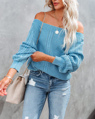 Johanna Cotton Off The Shoulder Sweater - Blue Ins Street