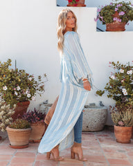 Joli Metallic Duster Kimono - Light Blue Ins Street