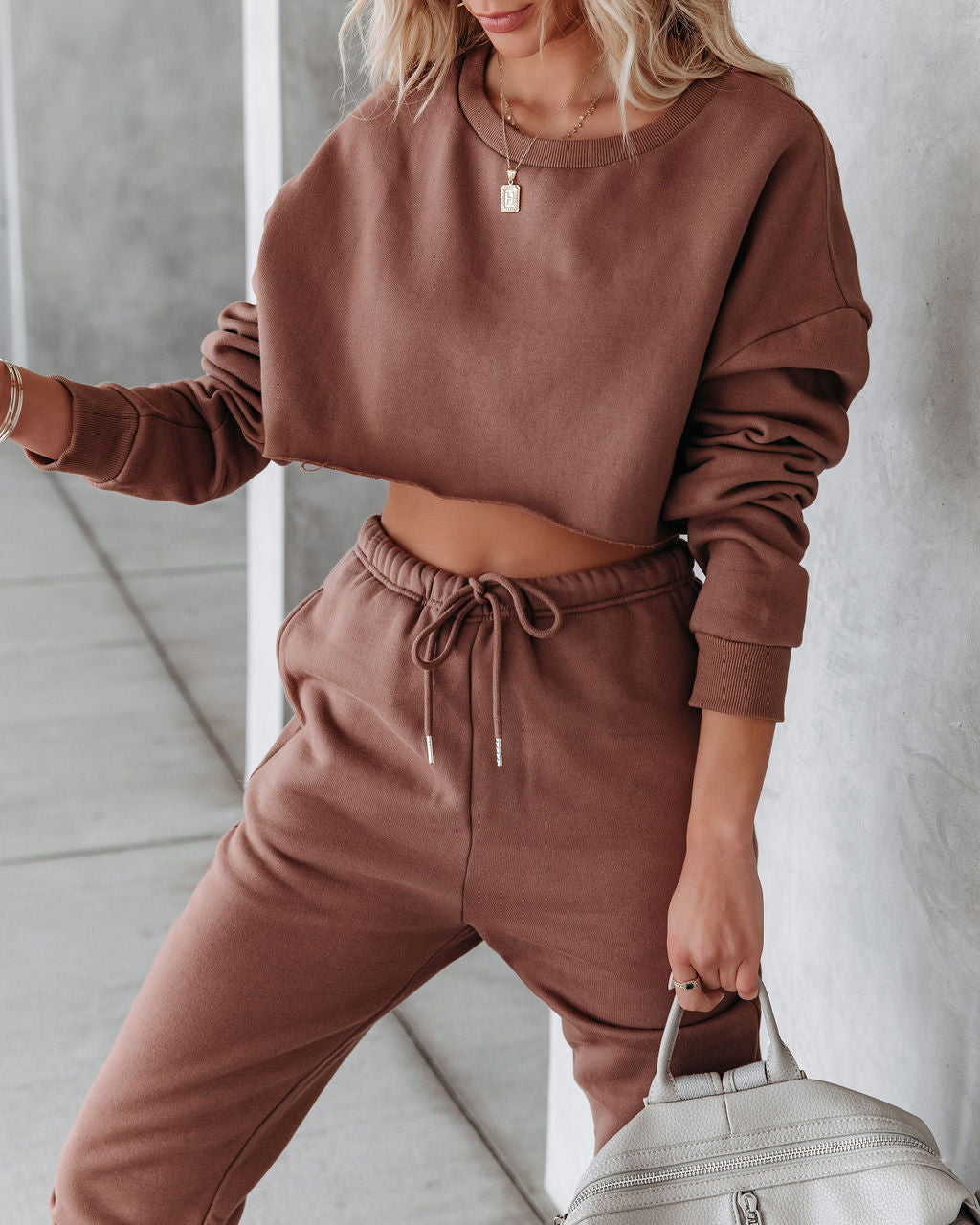 Jordyn Cotton Blend Cropped Sweatshirt - Latte - FINAL SALE Ins Street