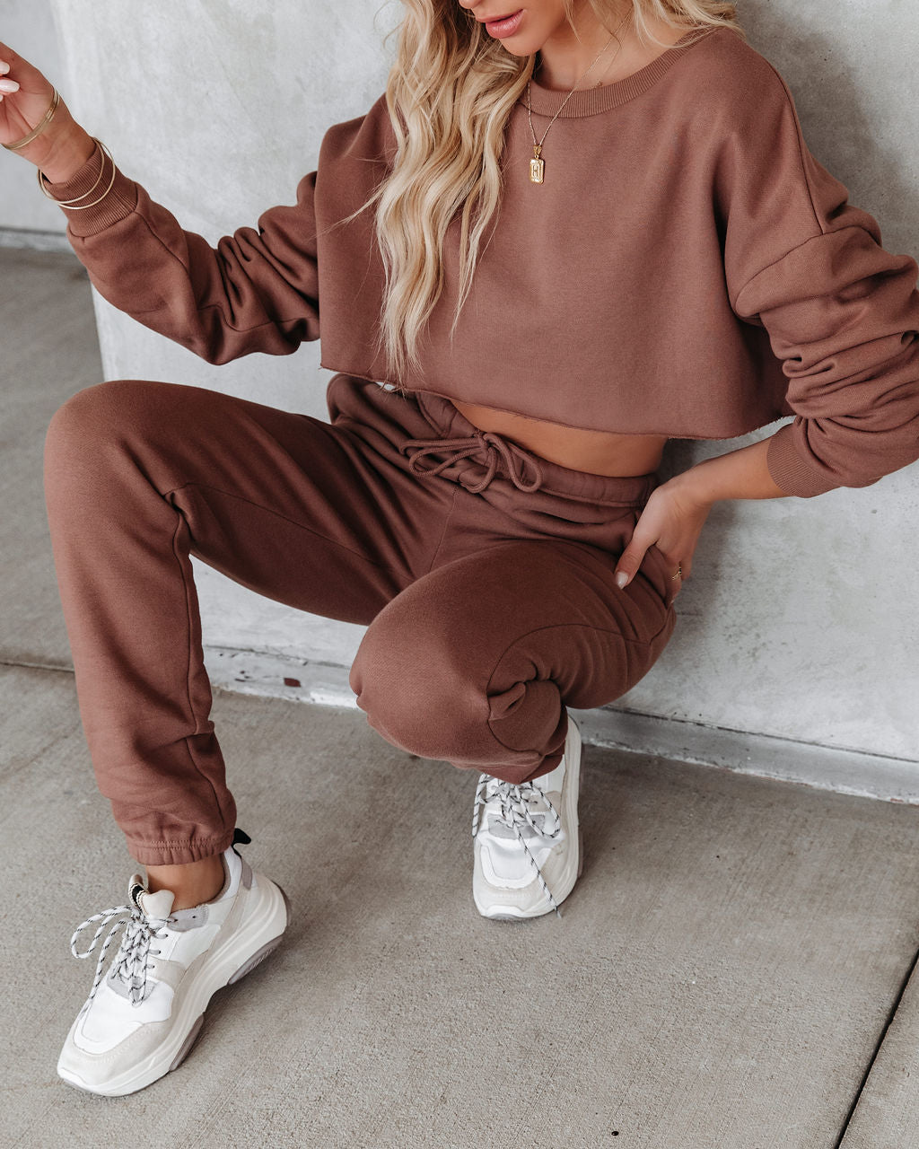 Jordyn Cotton Blend Cropped Sweatshirt - Latte - FINAL SALE Ins Street