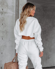 Jordyn Cotton Blend Cropped Sweatshirt - White Ins Street