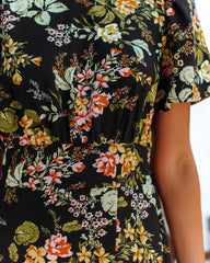 Jaune Floral Slit Midi Dress Ins Street