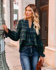 Julien Cotton Plaid Babydoll Top - Green - FINAL SALE Ins Street