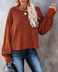 Kaitlynn Billowed Sleeve Knit Top - Rust Ins Street