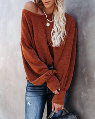 Kaitlynn Billowed Sleeve Knit Top - Rust Ins Street