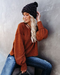 Kaitlynn Billowed Sleeve Knit Top - Rust Ins Street