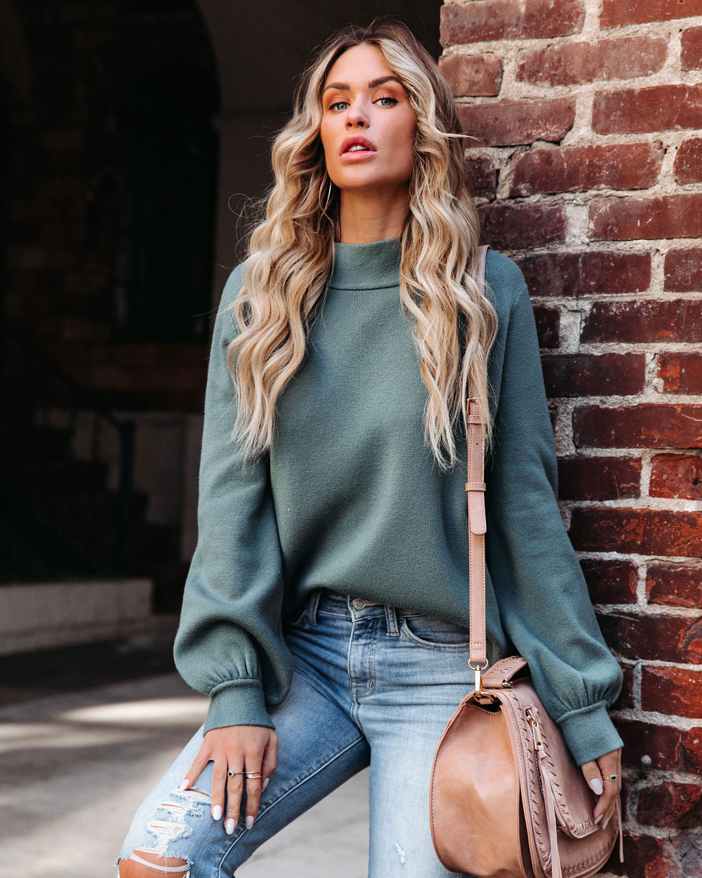 Kaplan Mock Neck Knit Sweater - Ash Green - FINAL SALE Ins Street