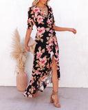 Kassidy Floral Wrap Maxi Dress - Black Multi Ins Street