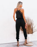 Kaylie Tencel Pocketed Lace Cami Jumpsuit - Black Ins Street