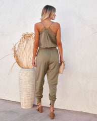 Kaylie Tencel Pocketed Lace Cami Jumpsuit - Olive Ins Street