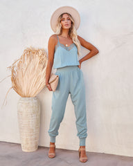 Kaylie Tencel Pocketed Lace Cami Jumpsuit - Seafoam Ins Street