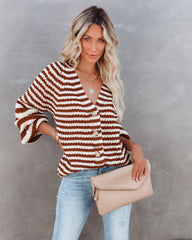 Kaza Striped Balloon Sleeve Button Front Cardigan - FINAL SALE Ins Street