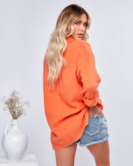 Keane Cotton Frayed Button Down Top - Orange Ins Street