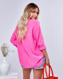 Keane Cotton Frayed Button Down Top - Pink Ins Street