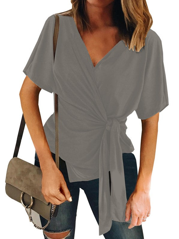 Solid Color Temperament Commuter Foreign Trade Short-sleeved Inner Pullover Cotton Slim Bottoming Shirt 2023-03-14 InsStreet