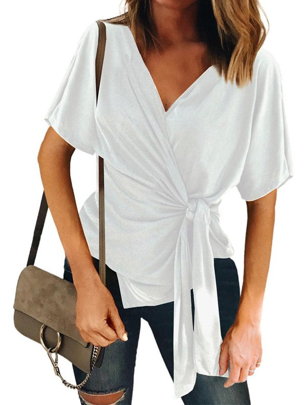 Solid Color Temperament Commuter Foreign Trade Short-sleeved Inner Pullover Cotton Slim Bottoming Shirt 2023-03-14 InsStreet