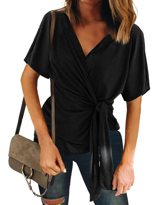 Solid Color Temperament Commuter Foreign Trade Short-sleeved Inner Pullover Cotton Slim Bottoming Shirt 2023-03-14 InsStreet