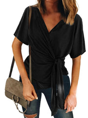 Solid Color Temperament Commuter Foreign Trade Short-sleeved Inner Pullover Cotton Slim Bottoming Shirt 2023-03-14 InsStreet